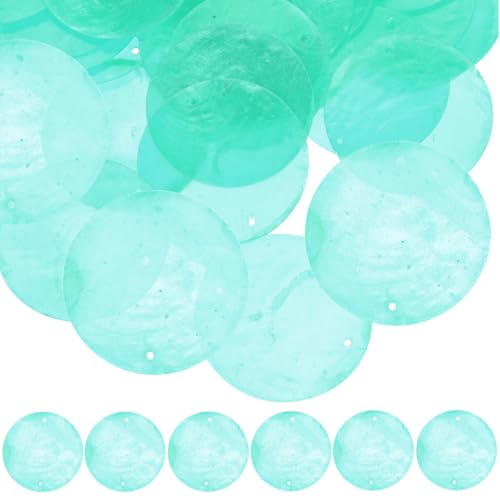 TEHAUX 100 Stück Runde Muscheln Capiz-Muscheln Mit 2 Löchern Natürliche Flache Muscheln Muschel-Charm-Anhänger Für Heimwerker Windspiele Kronleuchter Schmuckherstellung von TEHAUX