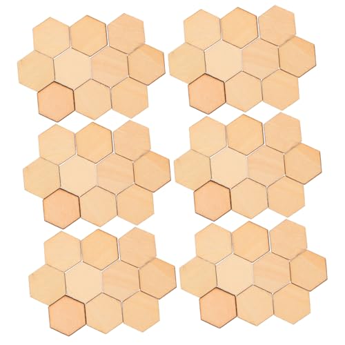 TEHAUX 100 Stück Sechseckige Holzornamente Buchenholz Unlackierte DIY Bastelmaterialien für Hochzeit Geburtstag und Weihnachtsdekorationen Natürliche Formen für Kreative Projekte von TEHAUX