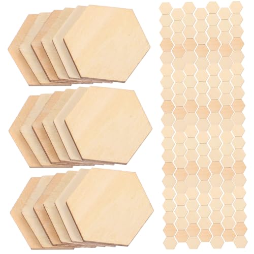 TEHAUX 100 Stück Sechseckige Holzstücke aus Lindenholz Glatte Oberfläche Langlebig Natürliche Holzformen für DIY Bastelprojekte Hochzeit Geburtstag Weihnachtsdeko von TEHAUX