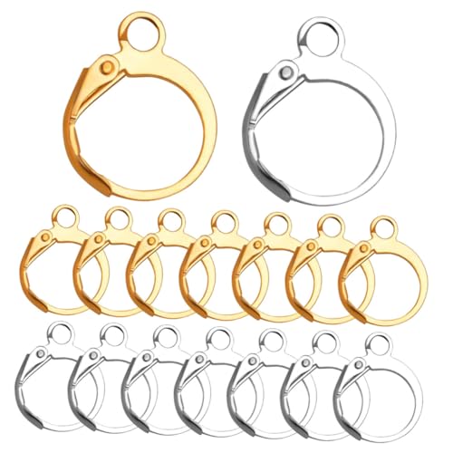 TEHAUX 100 Stück Teiliges DIY Ohrhaken aus Edelstahl Runde Französische Ohrhaken in Gold und Silber Langlebige Schmuckzubehör für Damen und Mädchen zum Ohrringe Selber Machen von TEHAUX