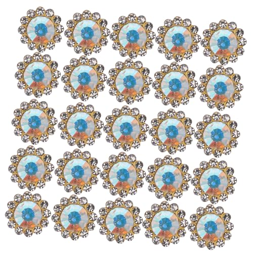 TEHAUX 100 Stück Teiliges Strassknöpfe Sonnenblumenform Doppellagig Gold Basis Schmucksteine für DIY Haaraccessoires Kleidung Basteln Hochzeitsdeko von TEHAUX