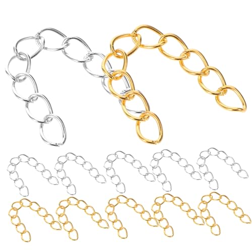 TEHAUX 100 Stück Teiliges Verlängerungsketten für Halsketten Armbänder Fußkettchen aus Langlebiger Silber und Gold Vielseitig für DIY Schmuckherstellung und Individuelle TEHAUX 100 Stück Teiliges Verlängerungsketten für Halsketten Armbänder Fußkettchen aus Langlebiger Silber und Gold Vielseitig für DIY Schmuckherstellung und Individuelle von TEHAUX