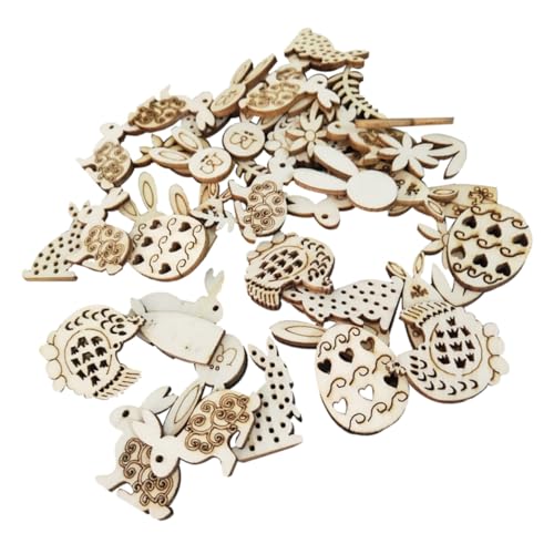 TEHAUX 100 Stück Unbehandelte Holzscheiben für DIY Bastelprojekte zum Malen Dekorieren für Partys Designs Wie Hase Ei und Blume Hochwertigem Naturholz von TEHAUX
