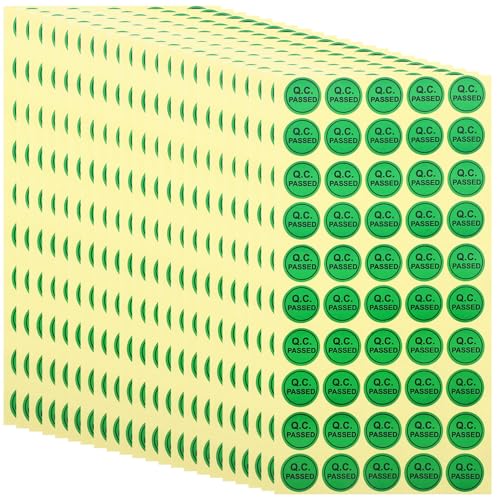 TEHAUX 1000 Stück Kreisetiketten Qc-Bestandene Etiketten Aufkleber Versand Qc-Kontrollaufkleber Für Die Bestandskontrolle Und Lagerorganisation Grün von TEHAUX