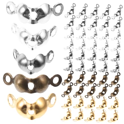 TEHAUX 1000 Stück Schmuckverbinder Metall Knotenverschlüsse für Halsketten und Armbänder Langlebige Rostfreie Schmuckverschlüsse in Silber Bronze Weiß Gold und Schwarz Einfach zu von TEHAUX