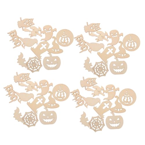 TEHAUX 100Stücke DIY Graffiti Holzscheiben für Halloween Kreative Bastelideen Holzhackschnitzel Dekoration für Partys Bastelzubehör für Halloween Feiern von TEHAUX