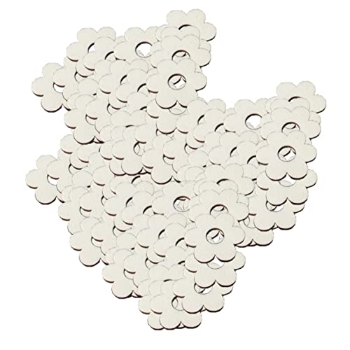 TEHAUX 100Stücke Holzscheiben im Pflaumenblüten Design DIY Deko für Party Hochzeit und Zuhause pro Packung für Kreative Bastelprojekte Langlebig und Sicher von TEHAUX