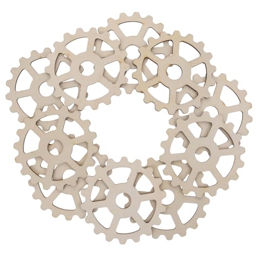 TEHAUX 10Stücke Holz Bastelsets Unvollendete Zahnradausschnitte für DIY Projekte Kreative Holzornamente mit Glatten Kanten für Bastelarbeiten und Dekoration von TEHAUX