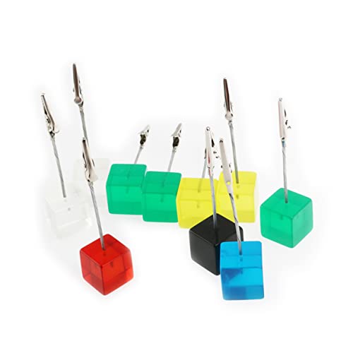TEHAUX 10Stücke Würfel Resin Kartenhalter mit Krokodilklemme Notizclip für Schreibtischdekoration Farbige Memo Halter für Büro und Zuhause Höhe aus Resin und von TEHAUX