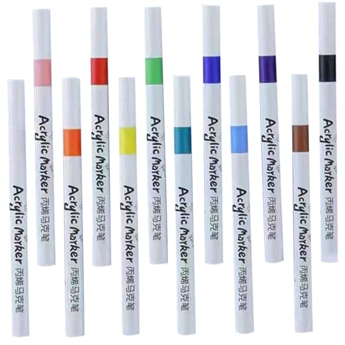 TEHAUX 12 Stück Acryl Marker Pens Wasserbasierte Stifte für Kunst DIY Graffiti und Malerei Keramik und Mehr Praktische Tragbare Farben für Kreative Projekte von TEHAUX