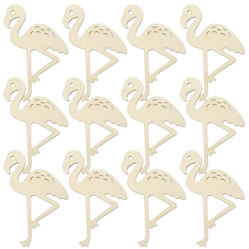 TEHAUX 12 Stück Flamingo Holzschneider für DIY Bastelarbeiten Einzigartige Holzornamente für Kreative Projekte und Dekorationen für Partys und Veranstaltungen von TEHAUX