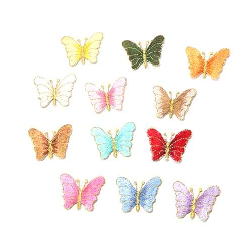 TEHAUX 12 Stück Gestickter Schmetterlings-patch Dekorativ Aufnäher Nähen Flicken Für Kleidung Bestickter Stoffaufkleber Herstellung Schmetterling Dekorationen Hotmelt-aufkleber Rayon von TEHAUX