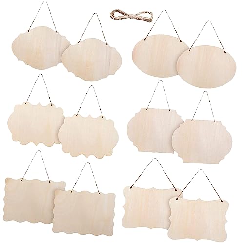 TEHAUX 12 Stück Hackschnitzel-Auflistung DIY Holzschilder Leere Holzschilder Unvollendete Holzschilder aus holzplatten selber machen Holzausschnitte DIY Holztafel leere Chips Khaki von TEHAUX