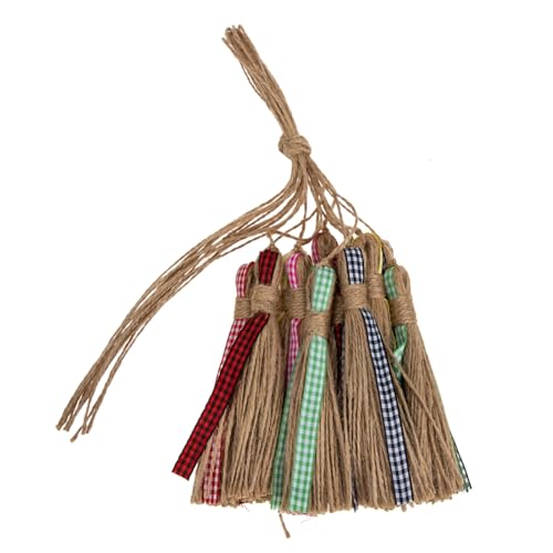 TEHAUX 12 Stück Hanfseil Quasten Sackleinen Schlüsselanhänger Ehre Schleife halloween dekoration halloween decoration rope Quasten aus Juteseil selber machen DIY Quaste Colorful von TEHAUX