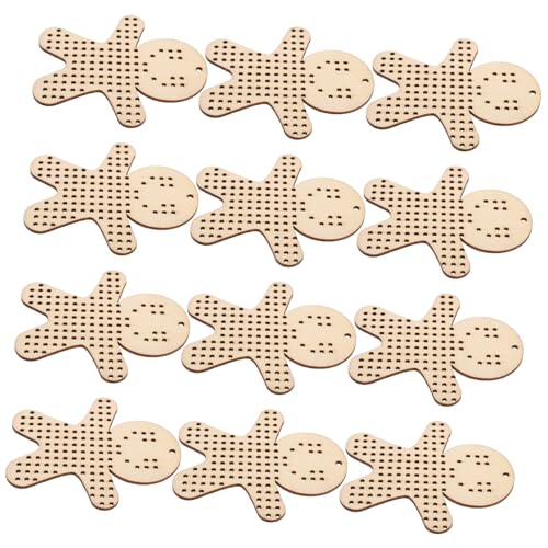 TEHAUX 12 Stück Teiliges Gingerbread Men Holzanhänger mit Stabile Kreuzstich Vorlage für DIY Stickerei Vielseitige Stickzubehör Natürliche Holzplatten für Kreative Weihnachtsdekoration TEHAUX 12 Stück Teiliges Gingerbread Men Holzanhänger mit Stabile Kreuzstich Vorlage für DIY Stickerei Vielseitige Stickzubehör Natürliche Holzplatten für Kreative Weihnachtsdekoration von TEHAUX