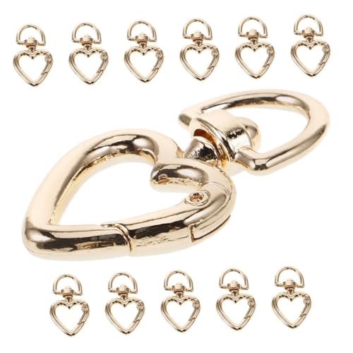 TEHAUX 12 Stück Teiliges Herzförmige Karabiner Clips Schlüsselanhänger und Taschenhaken Federschnalle für DIY Projekte und Accessoires Kleine Hellgold von TEHAUX
