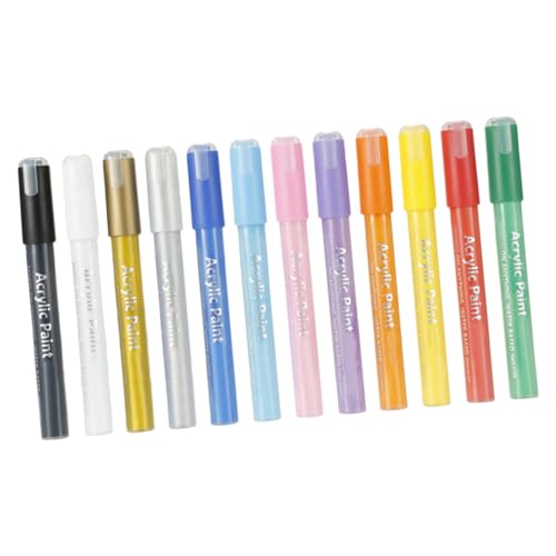 TEHAUX 12 Stück Teiliges Kreative Wasserfarben Marker DIY Acryl Zeichnungsstifte für Scrapbooking Malen und Basteln für Schüler Erwachsene und Geeignet von TEHAUX