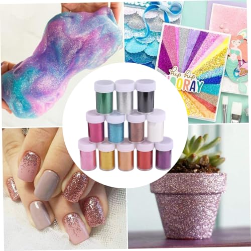 TEHAUX 12 Stück Teiliges Nagelpuder Schimmerndem Glitzerstaub Bunte Glitterfarben für Funkelnde Nail Art Langlebig in Kleinen Fläschchen Vielseitig für Kreative Nageldesigns von TEHAUX