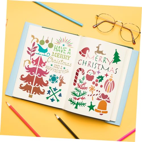 TEHAUX 12 Stück Teiliges Weihnachts Schablonen aus Wiederverwendbarem Kunststoff Diy Vorlage mit Klassischen Motiven Waschbar und Vielseitig für Festliche Dekorationen in Haus und Büro TEHAUX 12 Stück Teiliges Weihnachts Schablonen aus Wiederverwendbarem Kunststoff Diy Vorlage mit Klassischen Motiven Waschbar und Vielseitig für Festliche Dekorationen in Haus und Büro von TEHAUX