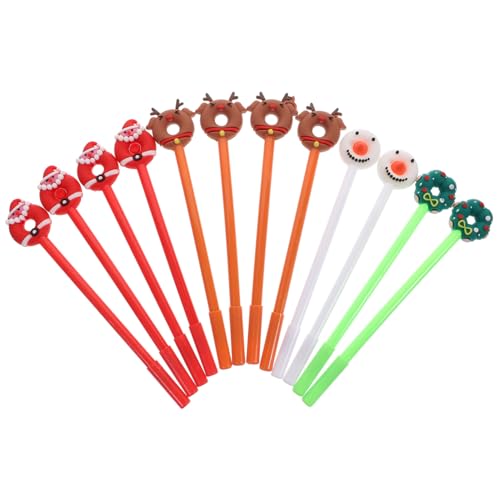TEHAUX 12 Stück Teiliges Weihnachts-gelstifte- Kreative Polymer-tintenroller Weihnachtliche Kugelschreiber für Schüler Sanft Schreibend Stabile Tinte für Schule und Büro von TEHAUX