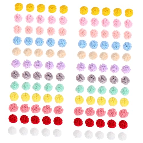 TEHAUX 120 Stück Netzstoff Pompoms Bunte Spitzenbommeln Flauschige Kleine Bastel kugeln für DIY Haar accessoires und Partydekorationen Vielseitige Bastelmaterialien von TEHAUX