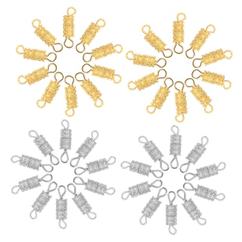 TEHAUX 120 Stück Teiliges Schraubverschluss Legierung Barrel Verschlüsse Schmuckverschluss für Halsketten und Armbänder DIY Schmuckherstellung und Reparatur Gold Silberfarbene von TEHAUX