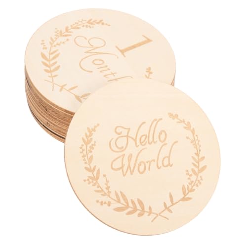 TEHAUX 13 Stück Teiliges Holzscheiben Monatskarten Meilensteinkarten Boho Stil für Wachstumserinnerung und Foto requisiten aus Langlebigem Lindenholz TEHAUX 13 Stück Teiliges Holzscheiben Monatskarten Meilensteinkarten Boho Stil für Wachstumserinnerung und Foto requisiten aus Langlebigem Lindenholz von TEHAUX