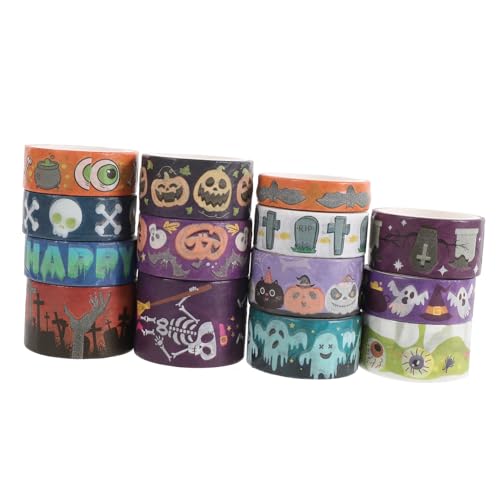 TEHAUX 14rollen Leuchtendes Washi Tape Für Halloween Dekoratives Klebeband Multi-use Tape Für Scrapbooking Journal Und Deko Glow in The Dark Für Bastelprojekte von TEHAUX