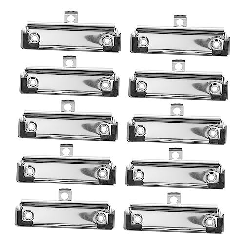 TEHAUX 15 Stück Federbelastete Klemmbrettklammern montierbar Clipboard-Clips mit niedrigem Profil Frühling klein Ablageklammern für die Schule Klemmbrettklammern aus Metall Plastik Silver von TEHAUX