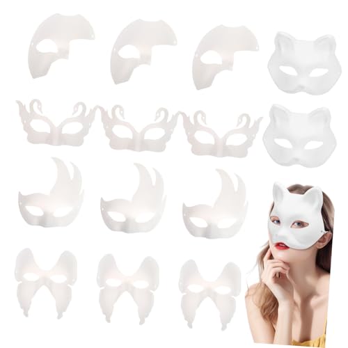 TEHAUX 15 Stück Teiliges Weiße DIY Papier-masken aus Papiermasse Bemalbare Masquerade Masken für Frauen Leicht und Formstabil für Karneval Halloween Maskenbälle und Cosplay TEHAUX 15 Stück Teiliges Weiße DIY Papier-masken aus Papiermasse Bemalbare Masquerade Masken für Frauen Leicht und Formstabil für Karneval Halloween Maskenbälle und Cosplay von TEHAUX