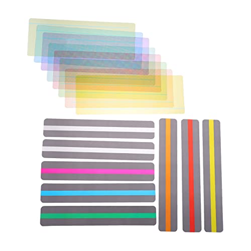 TEHAUX 16 Stück Lesezeichen bookmarks book marks Buchzeichen student farbige geführte Leseüberlagerungen Acetat visuell Markieren Bunte geführte Lesestreifen Leseführungsstreifen PVC von TEHAUX