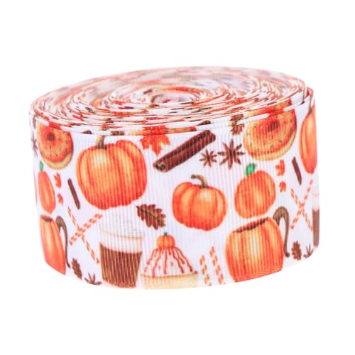 TEHAUX 1Rolle Erntemuster Polyester Geschenkband Für DIY Dekoration Für Thanksgiving Bastelprojekte Verpackungen Und Hochzeitsdekoration von TEHAUX