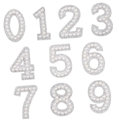 TEHAUX 1Satz Patches für Kleidung Aufbügelbare Flicken DIY Dekoration Austauschbare Strass Nummern für Nähprojekte für Zuhause und Schneidereien von TEHAUX