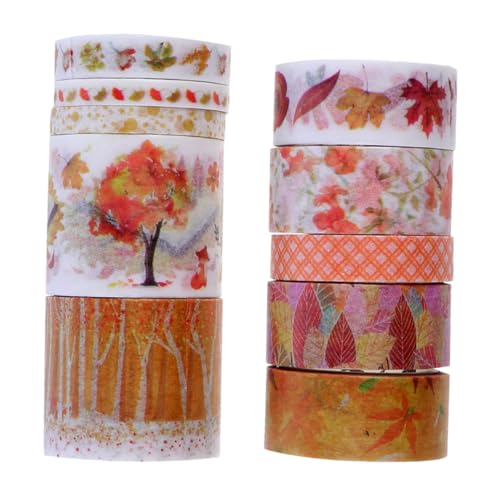 TEHAUX 2 Kartons Washi Tape mit Herbstlichen Mustern Dekoratives Scrapbooking Klebeband für Notizbuch DIY Basteln Farbenfrohe Selbstklebende Sticker für Kalender Geschenke Fotoalben von TEHAUX