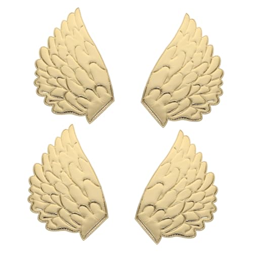 TEHAUX 2 Paare Angel Wings Patch Flügel Nähen Patches Aufnäher Mit Engelsflügel-stickerei Jacken Gestickter Aufnäher Haarspangen Mit Engelsflügeln Gestickte Applikation Stoff Golden von TEHAUX