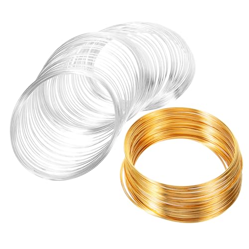 TEHAUX 2 Rollen Edelstahl Schmuckdraht DIY Basteldraht Dünn Biegsam Perlen für Schmuckherstellung Metall Basteldraht Gold und Silber für Kreative DIY projekte von TEHAUX
