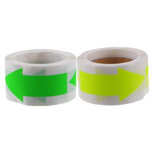 TEHAUX 2 Rollen Fluoreszierende Richtungsaufkleber Selbstklebende Richtungsetiketten pro für Geschenke Verpackung und Markierung in Neon Grün und Gelb TEHAUX 2 Rollen Fluoreszierende Richtungsaufkleber Selbstklebende Richtungsetiketten pro für Geschenke Verpackung und Markierung in Neon Grün und Gelb von TEHAUX