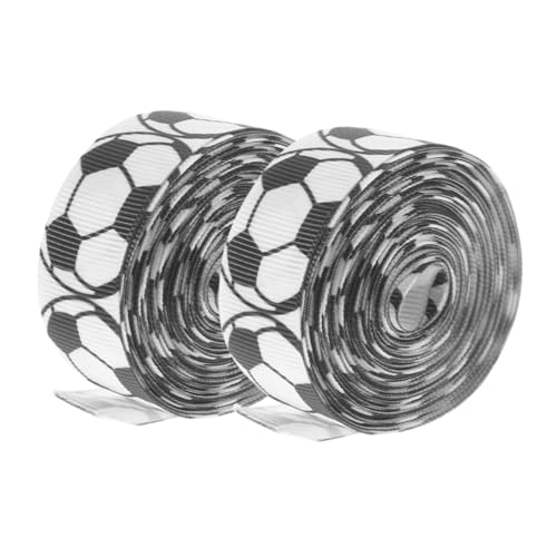 TEHAUX 2 Rollen Fußball Geschenkband Ripsband mit Transferdruck Dekoratives Geschenkverpackungsband für Party und DIY Dekoration Elegantes Textilband für Schleifen und Bastelarbeiten von TEHAUX