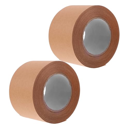 TEHAUX 2 Rollen Kraft Klebeband Beschreibbares Paketband für Versand und Umzug Stark Haftend für Büro und DIY Projekte Braunes Papierklebeband und Reißfest von TEHAUX