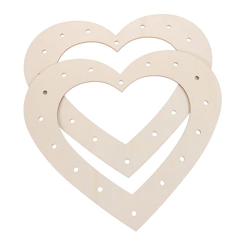 TEHAUX 2 STÜCK Herzförmiger Holzkranzrahmen DIY Bastelset Für Weihnachts Valentins und Erntedekorationen Vielseitig Zum Aufhängen An Türen Fenstern Wänden von TEHAUX