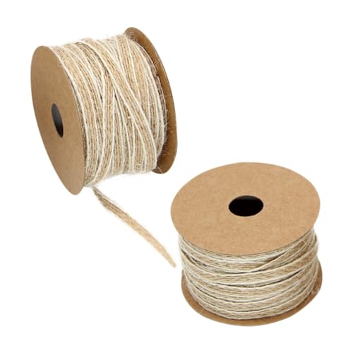 TEHAUX 2 STÜCK Jute Band Retro Hochzeit Deko Geschenkverpackung DIY Bastelmaterial für Weihnachten Robuster Jute Ribbon mit Klarer Vielseitig Einsetzbar von TEHAUX