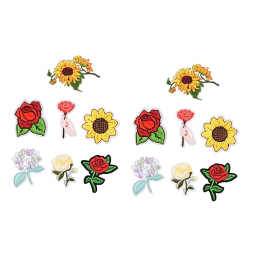 TEHAUX 2 Sätze Banner Bügelflicken Für Kleidung Stickerei Süße Patches Blumen Bestickt Sortiert Gestickte Aufnäher Aufkleber Nähen Flicken Für Bekleidung Dekoration Tuch Stoff 7 Stück * 2 von TEHAUX