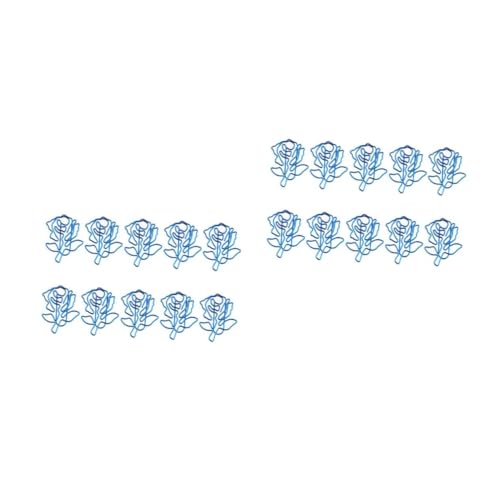 TEHAUX 2 Sätze Blaue Rosen Nadel Büroklammern in Blumenform Zarte Büroklammern in Rosenform Bürodekorationen Büroartikel Büroklammern Fürs Büro Exquisite Rosenklammern Eisen 10 Stück * 2 von TEHAUX