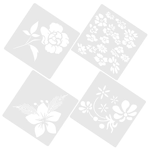 TEHAUX 2 Sätze Blumenmalerei-vorlage Blumen- Schablonen Zum Malen Wiederverwendbar Für Dekoring Weihnachten Art Decor Blumenmalerei Schablone Sammelalbum Malvorlage Plastik 4 Stücke * 2 von TEHAUX