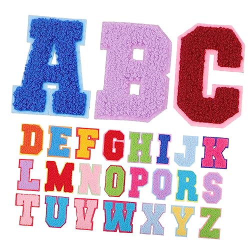 TEHAUX 2 Sätze Buchstaben-stoffetikett Kunsthandwerk Kleidung Nähen Initial Brief Patch Alphabet Bügelflicken Buchstaben Aufbügeln Bunte Buchstabenflecken Handtuchstickerei 26 Stücke * 2 von TEHAUX