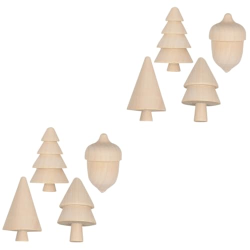 TEHAUX 2 Sätze Dekorativ Bastelsets Weihnachtsbaum -ornamente Geformt Kiefer Unfertiger Weihnachtsbaum Weihnachtsdekorationen Verzierungen Zubehör Kind Klein Weihnachten Für Bausätze Holz von TEHAUX