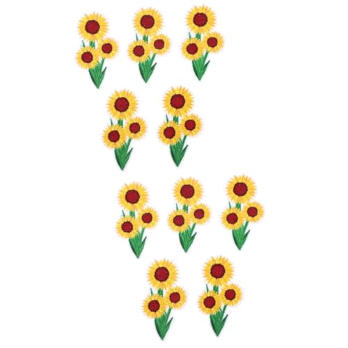 TEHAUX 2 Sätze Gestickter Stoffaufnäher Wohnraumdeko Bügelbild Sonnenblumen-stickpatches Abriebfeste Kleidungsflicken Nähen Multifunktions-eisenpflaster Kleidung Accessoire 5 Stücke * 2 von TEHAUX