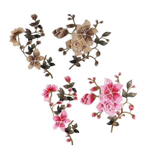 TEHAUX 2 Sätze Jeansflecken Blumendekor Baumwolle Rose Patches Zum Aufnähen Stoffflicken Für Kleidung Sticktuch Dekorative Aufnäher Für Kleidung Bausatz Applikationen Dekoration Polyester von TEHAUX