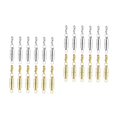 TEHAUX 2 Sätze Magnetischer Karabinerverschluss Gold Halskettenmagnetverbinder Hummer Magnetverschlüsse Für Halsketten Karabinerverschlüsse Halskette Magnetschnallen Kupfer 12 Stück * 2 von TEHAUX