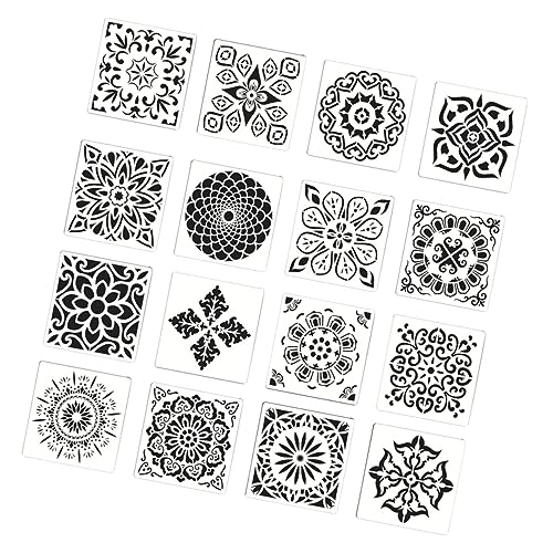 TEHAUX 2 Sätze Malschablonen Benutzerdefinierte Schablonen Buchstabenschablonen Zum Malen Mandala-schablonen Schablonen Aushöhlen Schablone Für Handwerk Schablonenpinsel Silver von TEHAUX